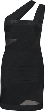 DAVID KOMA One-Shoulder Bodycon Dress in Black Nylon