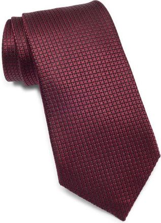 Ermenegildo Zegna Tonal Geo Pattern Silk Tie in Dk Red Sld at Nordstrom