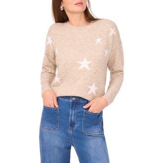 Vince Camuto Star Crewneck Sweater in Oatmeal at Nordstrom, Size Large