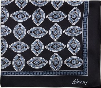 Brioni Mens Medallion Silk Pocket Square