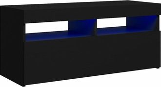 vidaXL Mueble de tv con luces led negro 90x35x40 cm Vidaxl