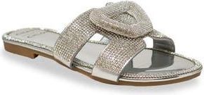 Chase + Chloe by Intouch Footwear Rhinestone Embellished Slide Sandal in Silver Metallic at Nordstrom Rack, Size 5.5