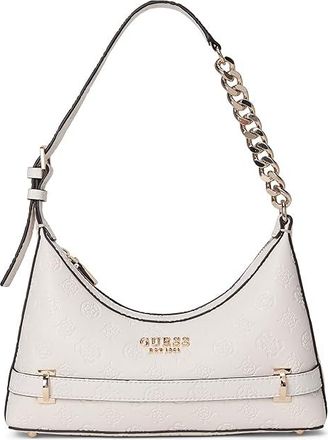Guess Zarela Top Zip Shoulder Bag Shoulder Womens Handbags White Logo, Polyurethane