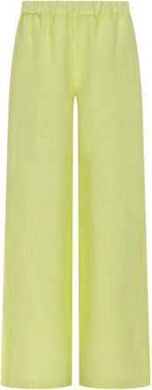 120% Lino Cropped Wide-Leg Linen Pants