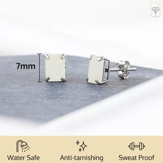 MAX + STONE 14k Yellow or White Gold Solitaire 7x5mm Gemstone Stud Earrings