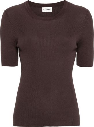 P.A.R.O.S.H. short-sleeve ribbed-knit top - women - Cotton/Polyamide - M - Brown