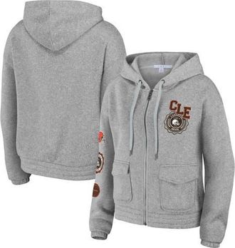 WEAR by Erin Andrews Womens WEAR by Erin Andrews Heather Gray Cleveland Browns Full-Zip Hoodie at Nordstrom, Size Xx-Large