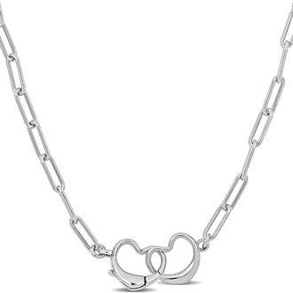 Delmar Open Heart Paperclip Link Necklace in Silver at Nordstrom Rack