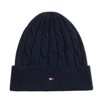 Tommy Hilfiger Essential Cable Beanie - Heren - Accessoires - Blauw - Maat: S/M Katoen