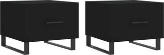 vidaXL Vidaxl - Mesas de centro 2 uds madera de ingeniería negro 50x50x40 cm