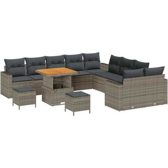 vidaXL Conjunto De Sof&aacute; De Jard&iacute;n 13 Pcs Gris 80 X 80 X 71 Cm Vidaxl