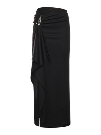 CHRISTOPHER ESBER Crystal Ribbed Knit Long Skirt