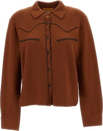 Guest In Residence Brown Cropped Western Cashmere Shirt