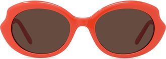 Loewe Thin Mini 54mm Oval Sunglasses in Shiny Orange /Brown at Nordstrom