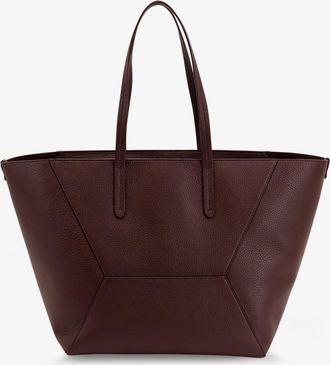 Brunello Cucinelli Womens Bc Duo Hammered Leather Shoulder Bag Brown