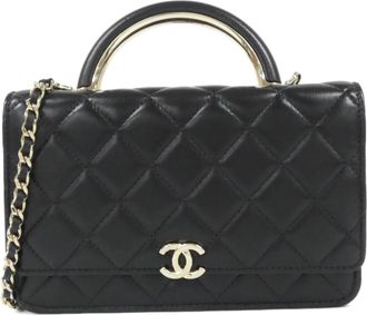 Chanel Black Leather Chain/Shoulder Wallet (Pre-Owned)