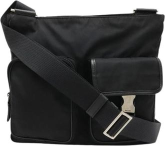 Prada Pre-owned Cross Body Bags, female, Black, Size: ONE SIZE Pre-owned Nylon Cross Body Bag