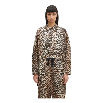 Ganni Chaqueta de Nailon Estampada - Jackets - Mujer - Marr&oacute;n - S