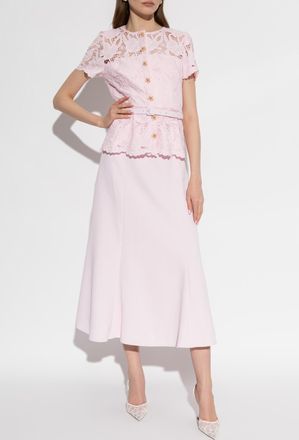 Self Portrait Lace Dress With Belt, Womens, Pink