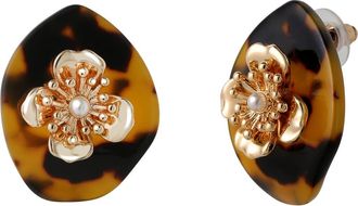 Jessica Simpson Leopard Acrylic Flower Stud Earrings, Gold-Tone Flower Earrings for Women at Nordstrom