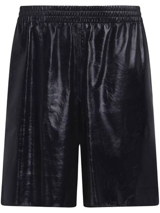 Marni elasticated-waist leather shorts - Black