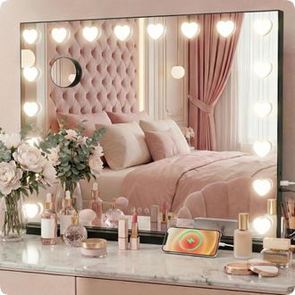 OEM Espejo De Maquillaje Negro Estilo Hollywood De 58x46 Cm Con Luz Led (10 Unidades)
