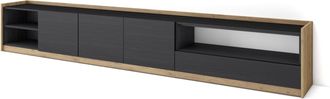 Skraut Home Skraut Home - Mueble Tv, Televisi&oacute;n, 310x37x50cm, Para Tv Hasta 80, Negro Y Roble