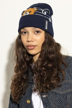 Moschino Cap With A Distinctive Bear Motif, Unisex, Navy Blue