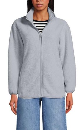 Lands End Cozy High Pile Full Zip Fleece Jacket in Pale Gray at Nordstrom, Size X-Large P