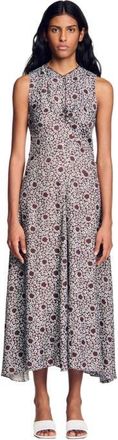 Sandro Daisy print maxi dress in Brown at Nordstrom, Size 40