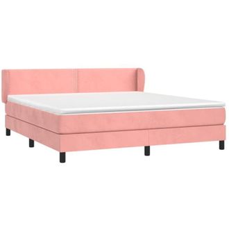 vidaXL Vidaxl - Cama Box Spring Con Colch&oacute;n Terciopelo Rosa 160x200 Cm