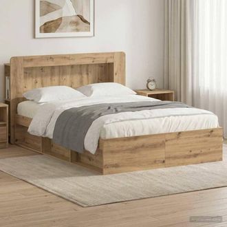 Berkfield Home Bed Frame with Storage Artisan Oak 135 x 190 cm Engineered Wood in Brown