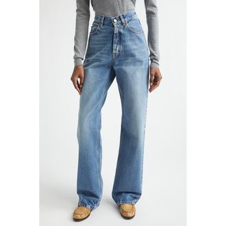 Saint Laurent V-Waist Baggy Jeans in 50S Blue at Nordstrom, Size 28