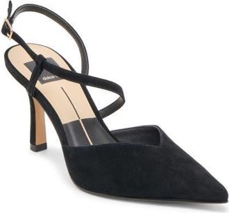 Dolce Vita Kamra Pointy Toe Slingback Pump in Onyx Suede at Nordstrom, Size 6.5