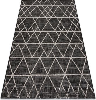 RugsX Rugsx - Alfombra De Cuerda Sisal Floorlux 20508 Negro/plateado Tri&aacute;ngulos Black 120x170 Cm