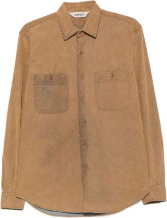 Aspesi Su&egrave;de Shirt - Heren - Casual Overhemden - Bruin - M - Su&egrave;de - Overhemden