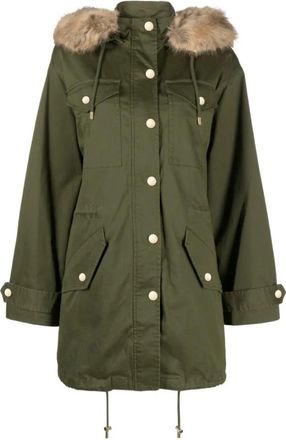Michael Kors Afneembare Faux Fur Jas - Dames - Parka Jassen - Groen - XS - Katoen - Jassen