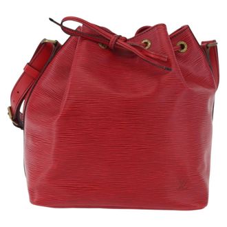 Louis Vuitton Petit Noe Monogram Canvas Red Leather Handbag (Pre-Owned)