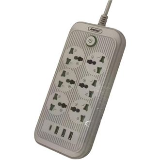 Trade Shop Trade Shop - Presa Multipla Di Corrente Con 8 Prese 3 Porte Usb 1 Porta Pd 2500w Con Pulsante Q-px18