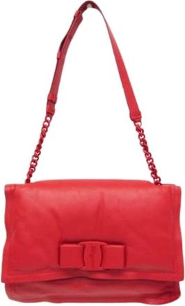 Ferragamo Pre-owned Shoulder Bags, female, Red, Size: ONE SIZE Pre-owned Viva Bow Shoulder Bag