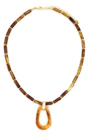 Panacea Beaded Pendant Necklace in Brown at Nordstrom
