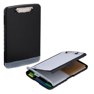 Relaxdays 10 clip con scomparto, HLP: 36,5x25x4 cm, cartella per note A4, plastica, nera, in confezione da 10 unit&agrave;