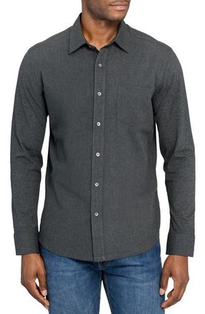 W.R.K Reworked Slim Fit Heathered Charcoal Grey Cotton Button-Up Shirt at Nordstrom, Size Xx-Large