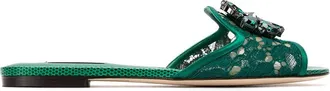 Dolce & Gabbana Crystal Lace Flat Sandals