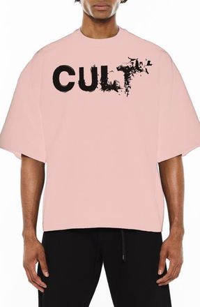Cult of Individuality Oversize Cotton Graphic T-Shirt in Silver Pink at Nordstrom, Size X-Small