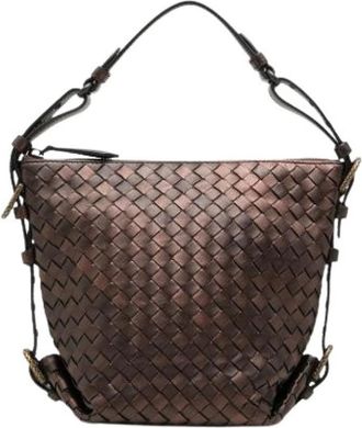 Bottega Veneta Pre-owned Vintage Woven Nappa Shoulder Bag - Dames - Vintage Schoudertas - Bruin - ONE Size - Leer - Vintage