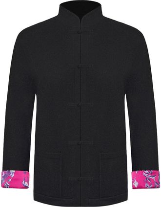Shanghai Tang Signature cashmere cardigan - women - Cashmere/Silk - 40 - Black