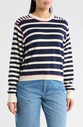 Desigual Stripe Cotton Sweater in Navy Blue at Nordstrom Rack, Size X-Large