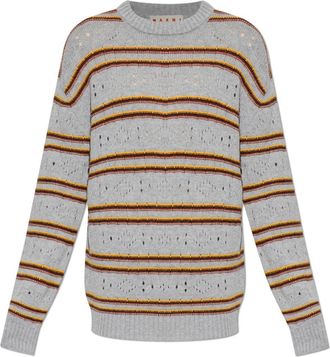Marni Cashmere Trui met Open Breisel - Heren - Cashmere truien - Grijs - M - Kasjmier - Truien & Vesten