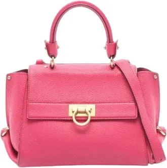 Ferragamo Pre-owned Handbags, female, Pink, Size: ONE SIZE Pre-owned Sofia Leather 2way Handbag